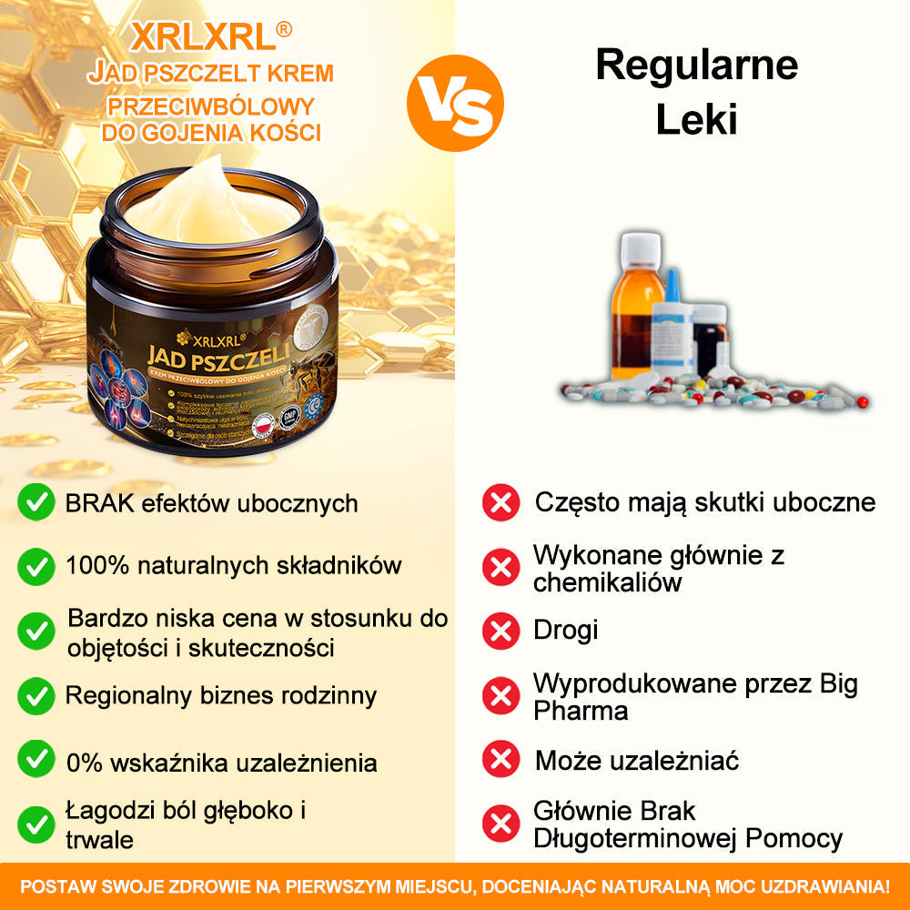 🎉XRLXRL® Krem z jadem pszczelim o natychmiastowym, wyjątkowo silnym działaniu przeciwbólowym – (Łagodzi ból związany z zapaleniem stawów, bólem mięśni i pleców oraz dolegliwościami kolan, barków, bioder, nadgarstków i dłoni)
