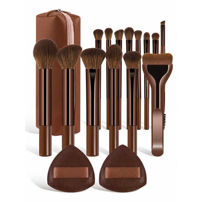 17pcs Makeup Tools Including Foundation Brush Blush Brush Loose Powder Brush Eyeshadow Brush Eyelash Brush Eyelash Brush Eyebrow