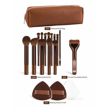 17pcs Makeup Tools Including Foundation Brush Blush Brush Loose Powder Brush Eyeshadow Brush Eyelash Brush Eyelash Brush Eyebrow