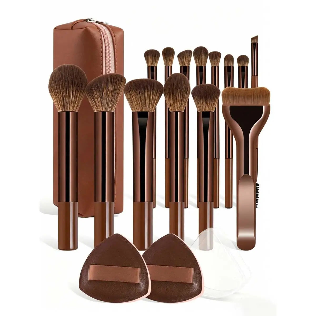 17pcs Makeup Tools Including Foundation Brush Blush Brush Loose Powder Brush Eyeshadow Brush Eyelash Brush Eyelash Brush Eyebrow