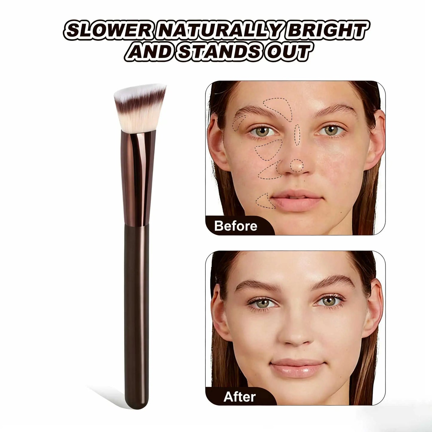 4/5Pcs Professional Facial Makeup Tools Set,With Facial Double-Ended Makeup Brush Set,Bevel&Taper Foundation Brush Contour Brush