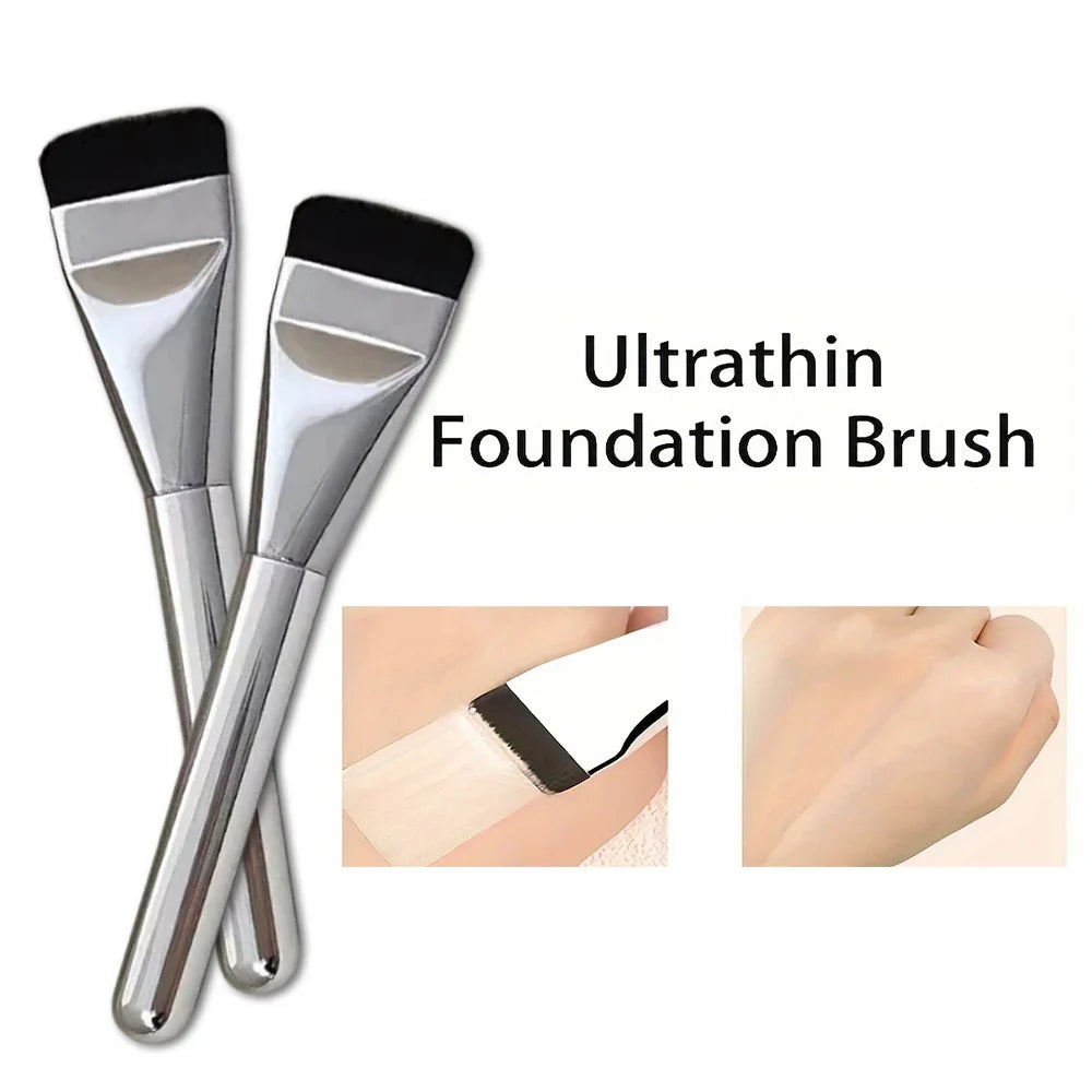 2PC Ultra Thin Foundation Brush Lightweight Face Contour Brush Flat Head Facial Mask Brush Blending Foundation Cream Makeup Tool