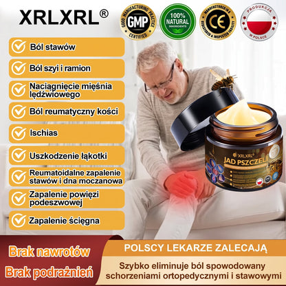 🎉XRLXRL® Krem z jadem pszczelim o natychmiastowym, wyjątkowo silnym działaniu przeciwbólowym – (Łagodzi ból związany z zapaleniem stawów, bólem mięśni i pleców oraz dolegliwościami kolan, barków, bioder, nadgarstków i dłoni)